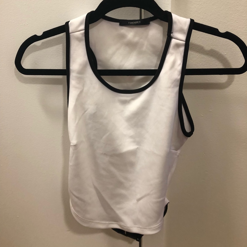 White Forever 21 clip back crop top